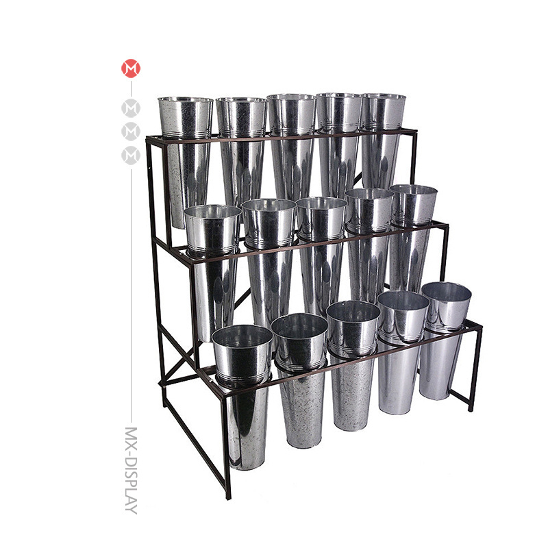 plant flower display rack metal plant display stand plant bucket display stand flower rack wholesale flower shelf