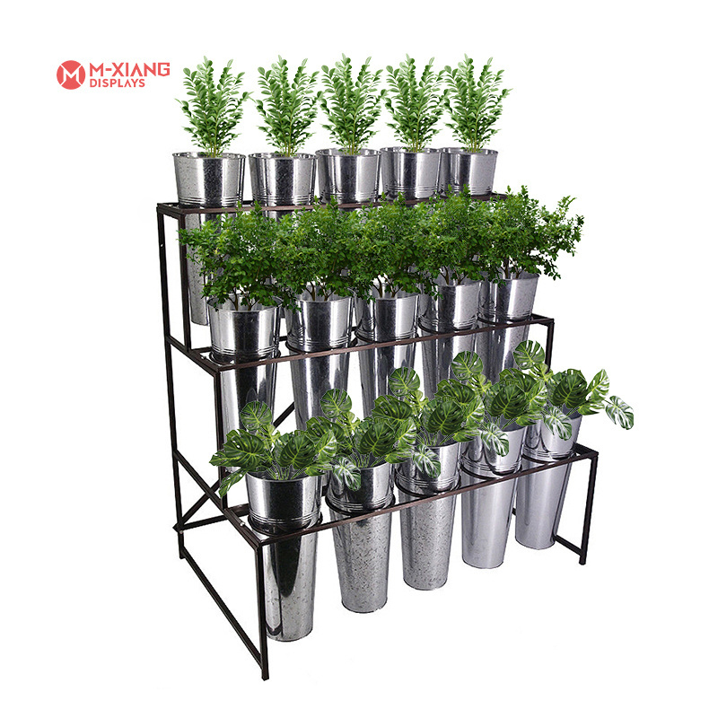 plant flower display rack metal plant display stand plant bucket display stand flower rack wholesale flower shelf