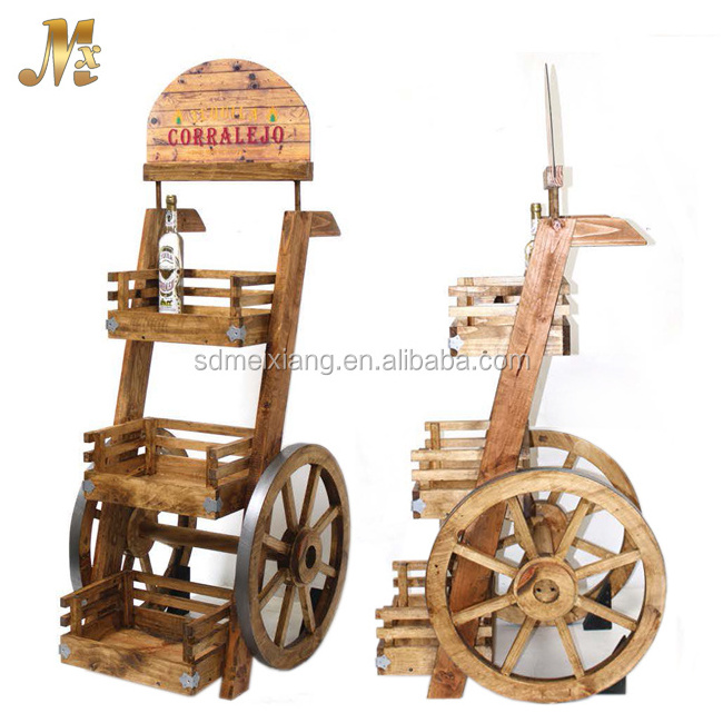 SM521 advertising eye catching wooden material candy display cart