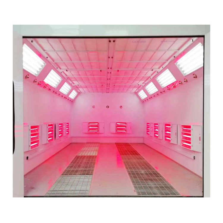 Automatic infrared lamp heating paint spray booths with LED light