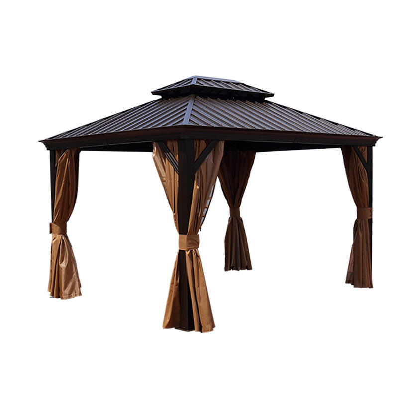 Backyard Outdoor Hardtop Gazebo Heavy Duty Sun Shade with Netting