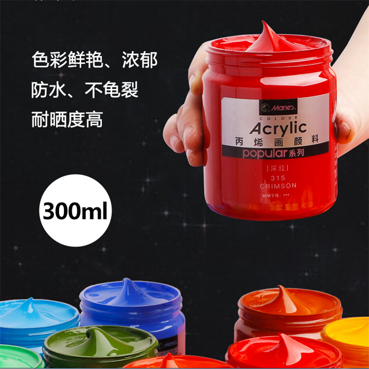 Marie's 300ml Professional Waterproof Wall Painting Textile Graffiti Hand Painted DIY Fluid Painting Acrylic Paint