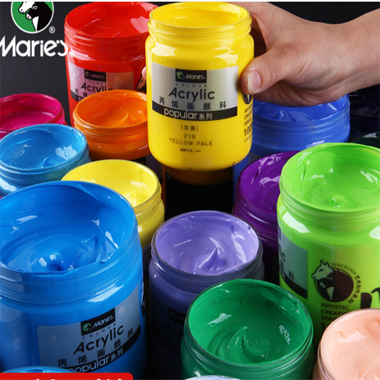 Marie's 300ml Professional Waterproof Wall Painting Textile Graffiti Hand Painted DIY Fluid Painting Acrylic Paint