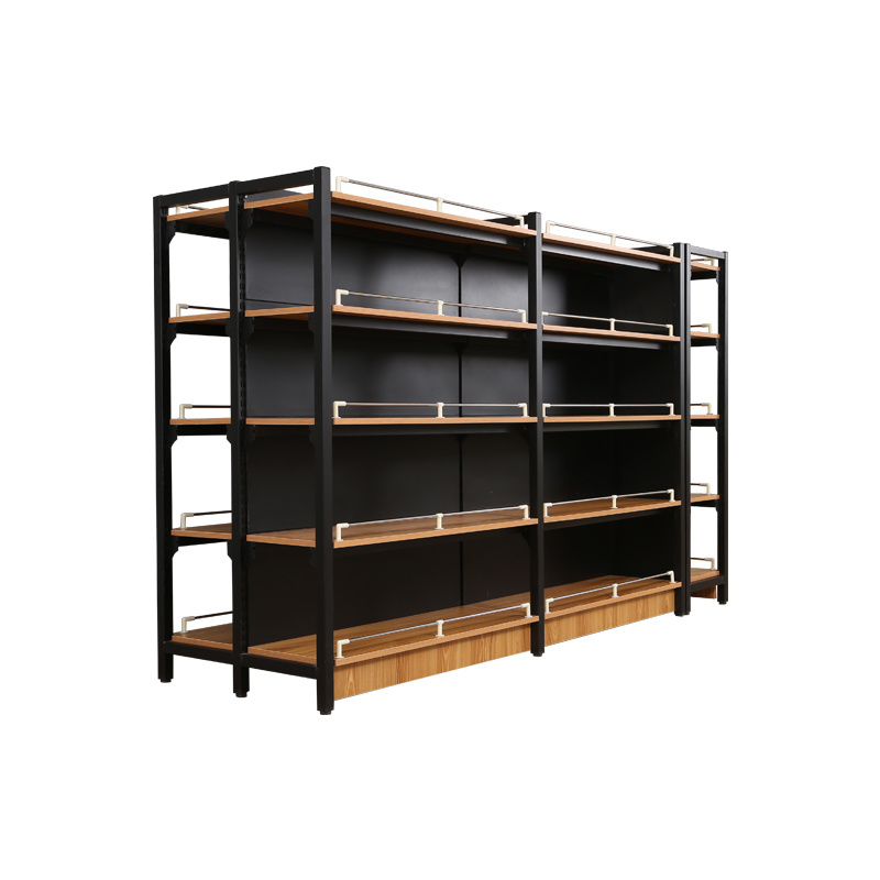 Commercial Application 5 Tier Steel-Wood Combination Storage Shelving Rack Shelf Multi-Level Metal Gondola Shelf