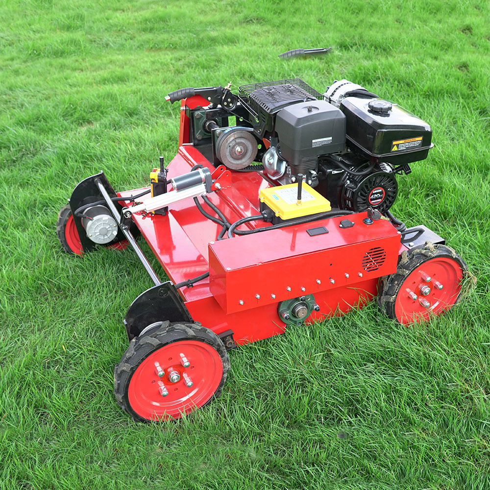 Garden wheeled remote control lawn mower suitable for family farming manor four stroke gasoline brush cutter send blade