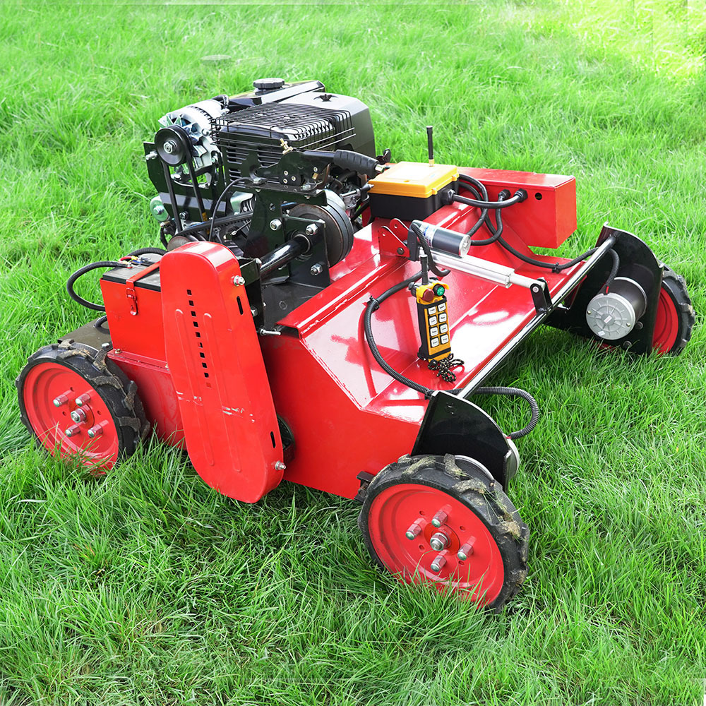 Garden wheeled remote control lawn mower suitable for family farming manor four stroke gasoline brush cutter send blade