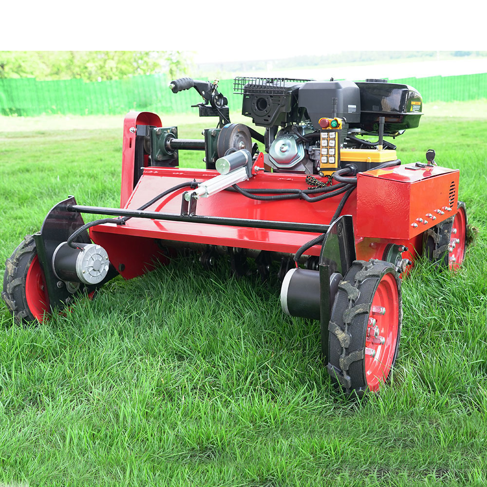 Garden wheeled remote control lawn mower suitable for family farming manor four stroke gasoline brush cutter send blade