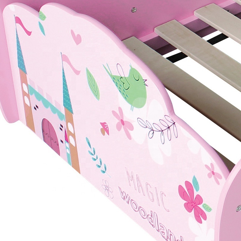 Toffy & Friends Wooden Kids Toddler Bed Pink Bed for girl