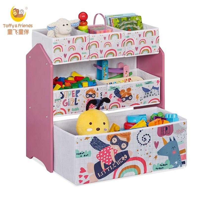 Toffy & Friends BSCI kids toy organizer storage shelf in Super Girl design