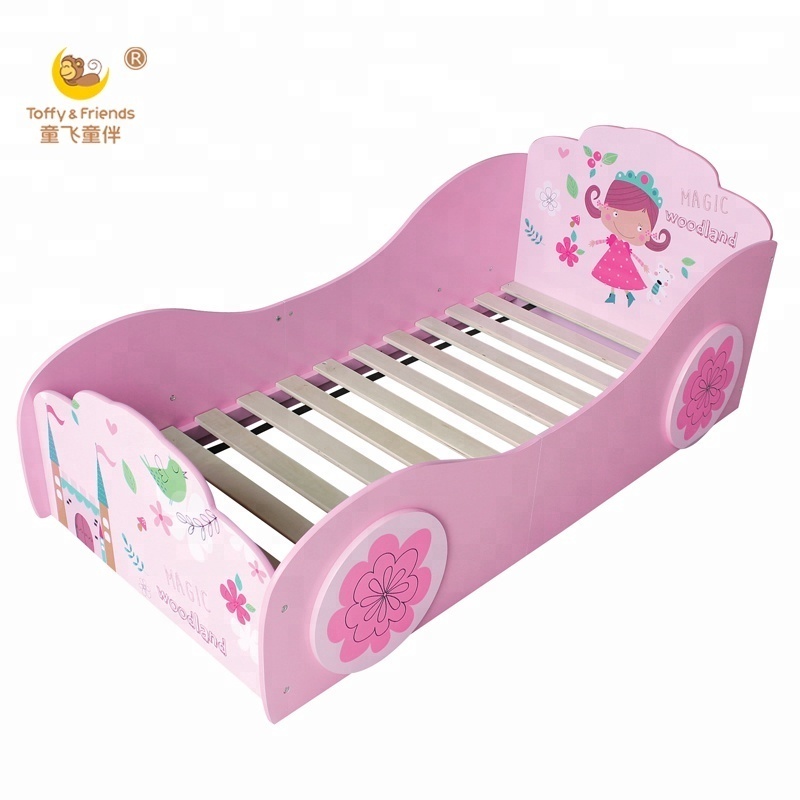 Toffy & Friends Wooden Kids Toddler Bed Pink Bed for girl