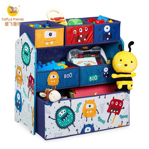 Toffy & Friends children storage organizer with fabric cubes in Monster design