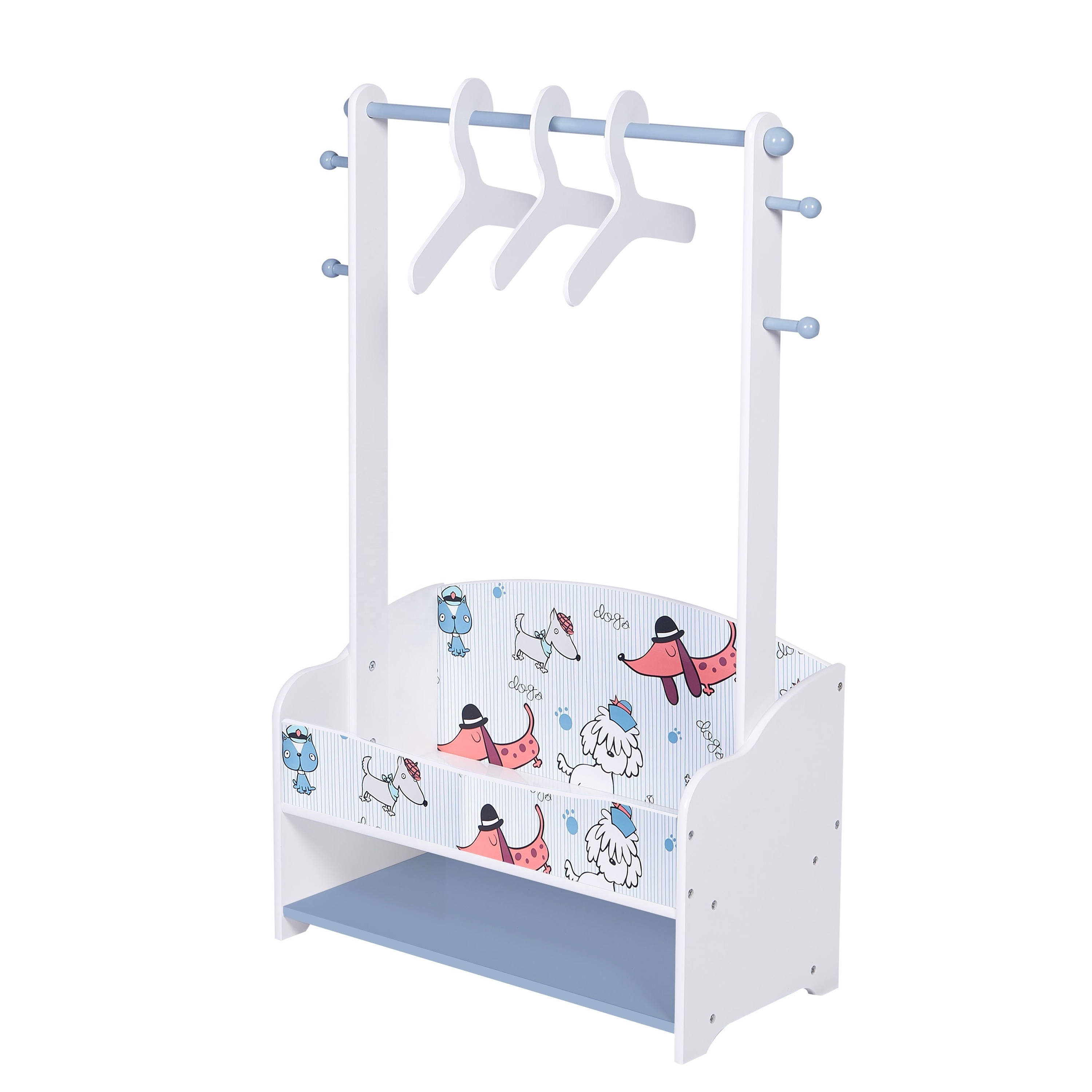 Toffy & Friends Wooden kids storage hanger dress up center cloth hanger coat rack kids furniture