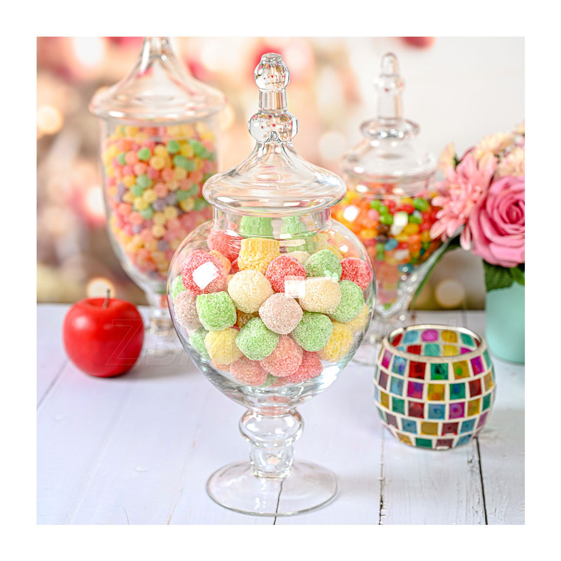 kitchen food storage cookie container decoration candy jar home goods glass candy jar crystal glass jar with glass lid