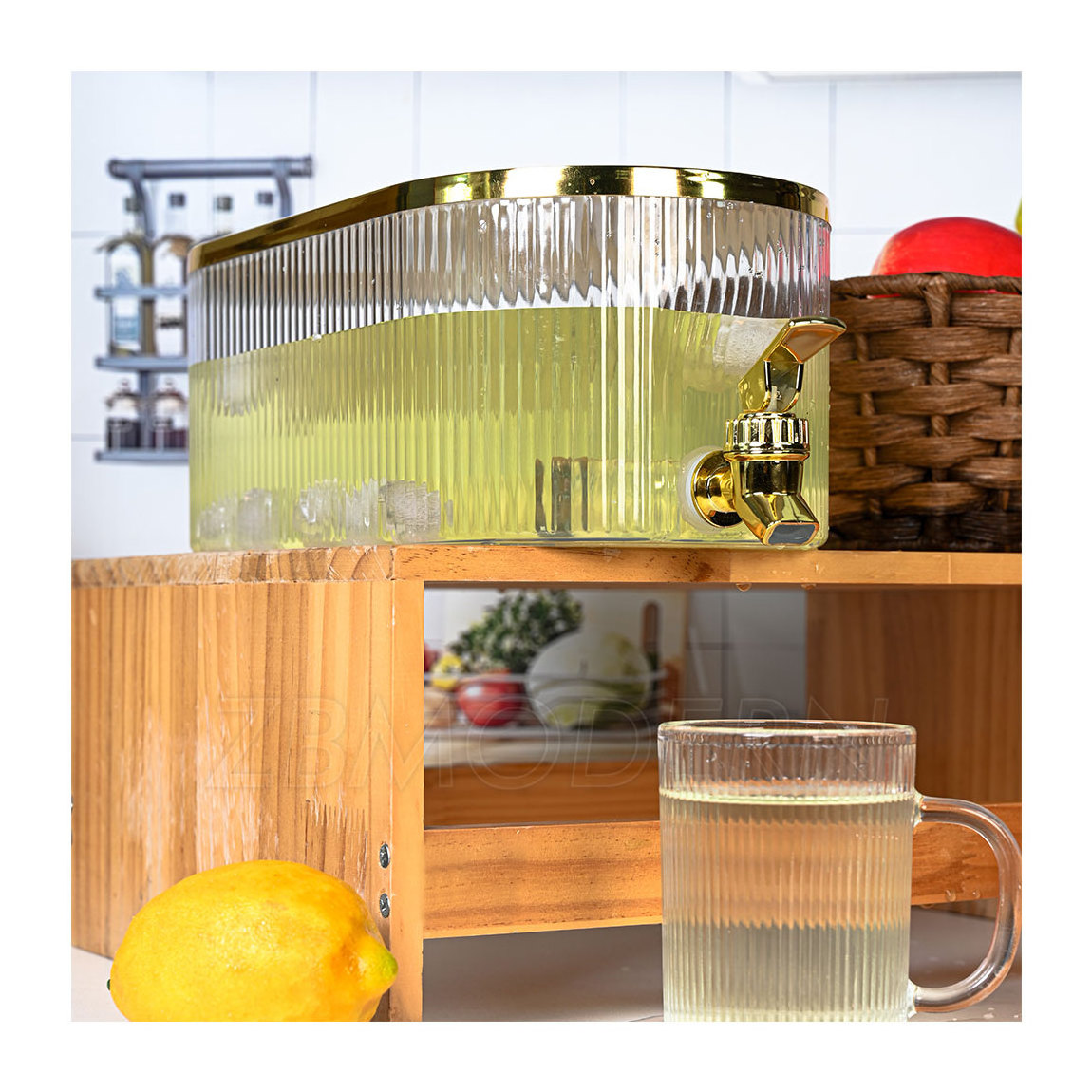 5.3L Refrigerator Lemonade Water Kettle Fruit Teapot Desktop Container With Tap Cold Juice Drink Dispenser