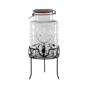 1.5 Gallon Honeycomb Embossed Glass Beverage Drink Dispenser