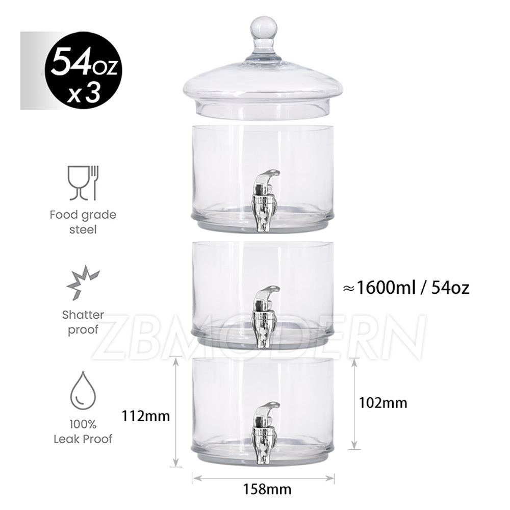 hot Sale amazon drink dispenser machine 3 Layer stack cold juice glass drink dispenser with tap stand