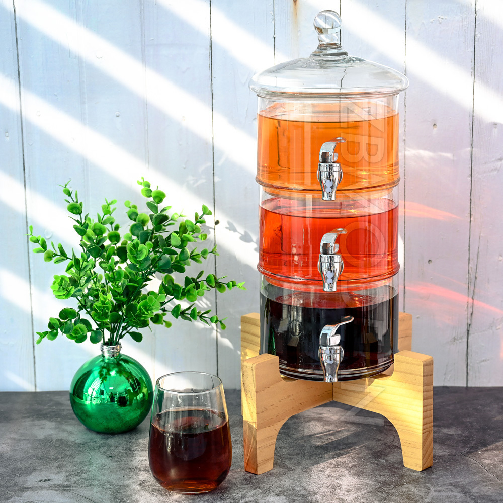 hot Sale amazon drink dispenser machine 3 Layer stack cold juice glass drink dispenser with tap stand