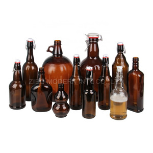 Wholesale 500 ml / 1000 ml Amber Grolsch Style Airtight Swing Top Bottle, Beer Bottle Amber Glass Bottle