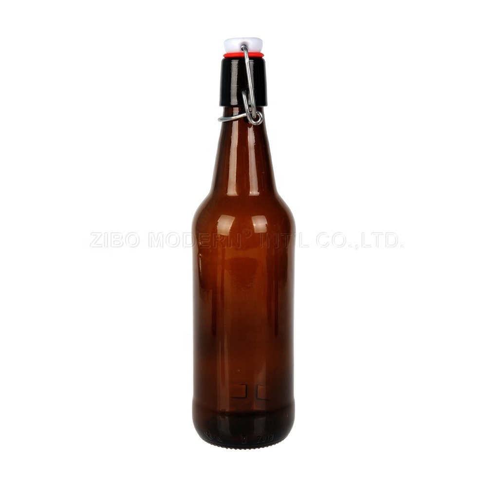 Wholesale 500 ml / 1000 ml Amber Grolsch Style Airtight Swing Top Bottle, Beer Bottle Amber Glass Bottle