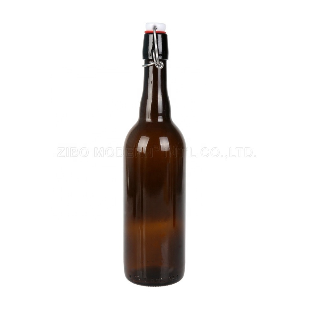 Wholesale 500 ml / 1000 ml Amber Grolsch Style Airtight Swing Top Bottle, Beer Bottle Amber Glass Bottle