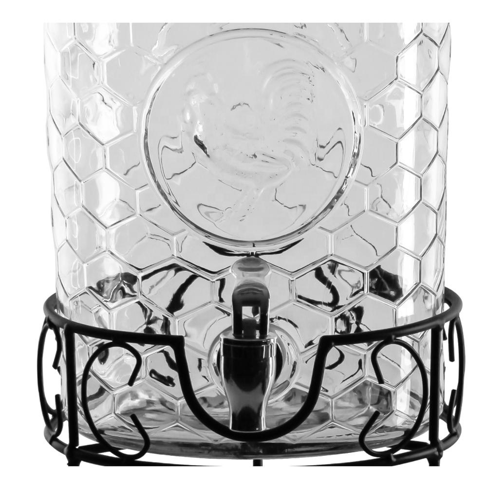 1.5 Gallon Honeycomb Embossed Glass Beverage Drink Dispenser