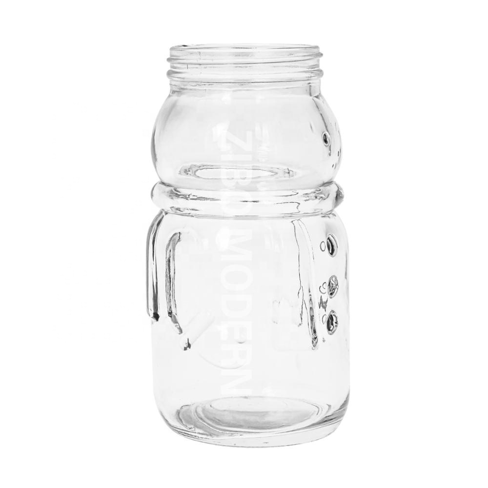 22 Oz Snowman Shaped Mason Jar Mugs With Plastic Straw and Tin Lid - Storage Mason Jar - Cold Beverage Drinking Glasses