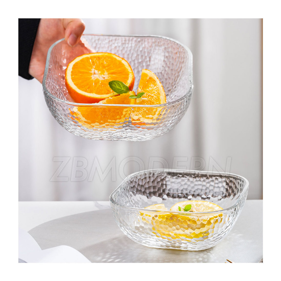 Gold Rim Glass Salad Bowl Cut Elegant Fruit Bowls Dinnerware Dessert Bowls Tableware Set