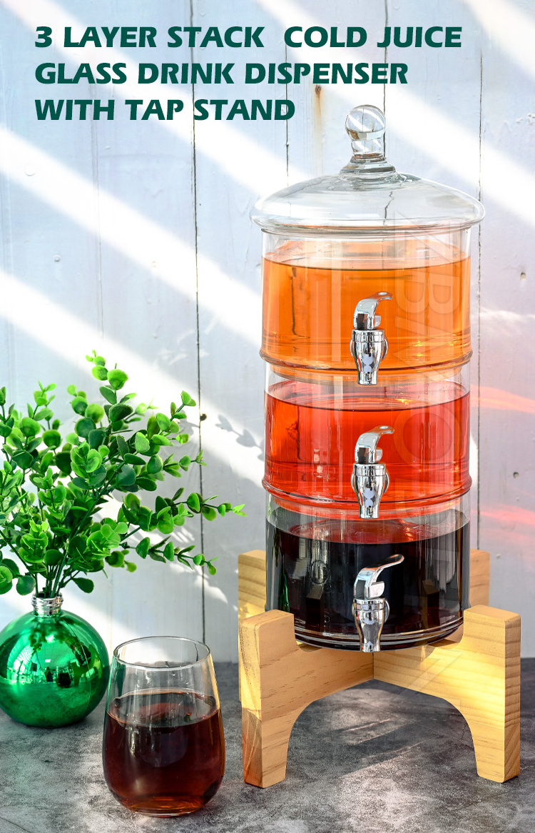 hot Sale amazon drink dispenser machine 3 Layer stack cold juice glass drink dispenser with tap stand