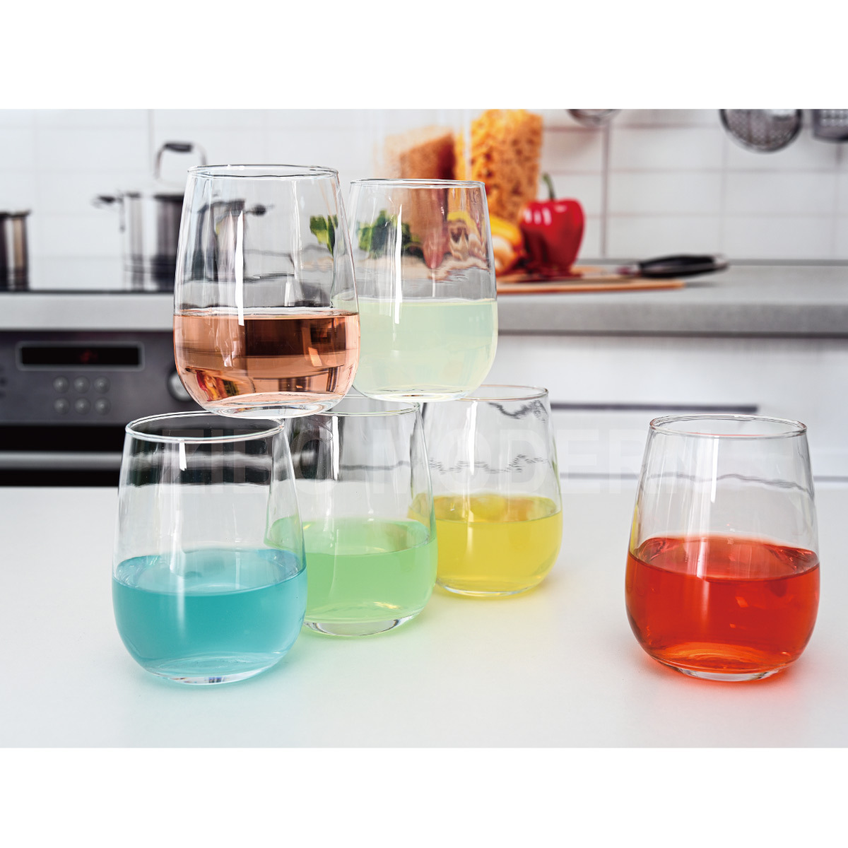 21oz Multi Colored Stemless Wine Glasses Drinking Tumblers Drinking Glasses Water Glasses