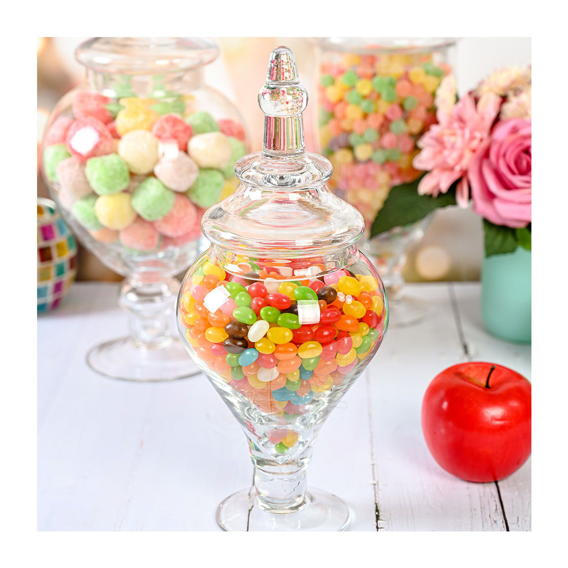 kitchen food storage cookie container decoration candy jar home goods glass candy jar crystal glass jar with glass lid