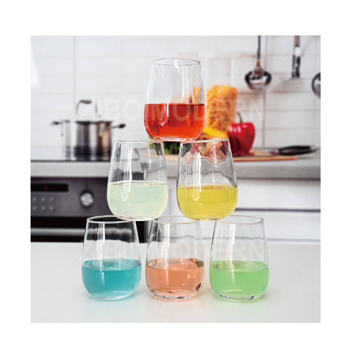 21oz Multi Colored Stemless Wine Glasses Drinking Tumblers Drinking Glasses Water Glasses