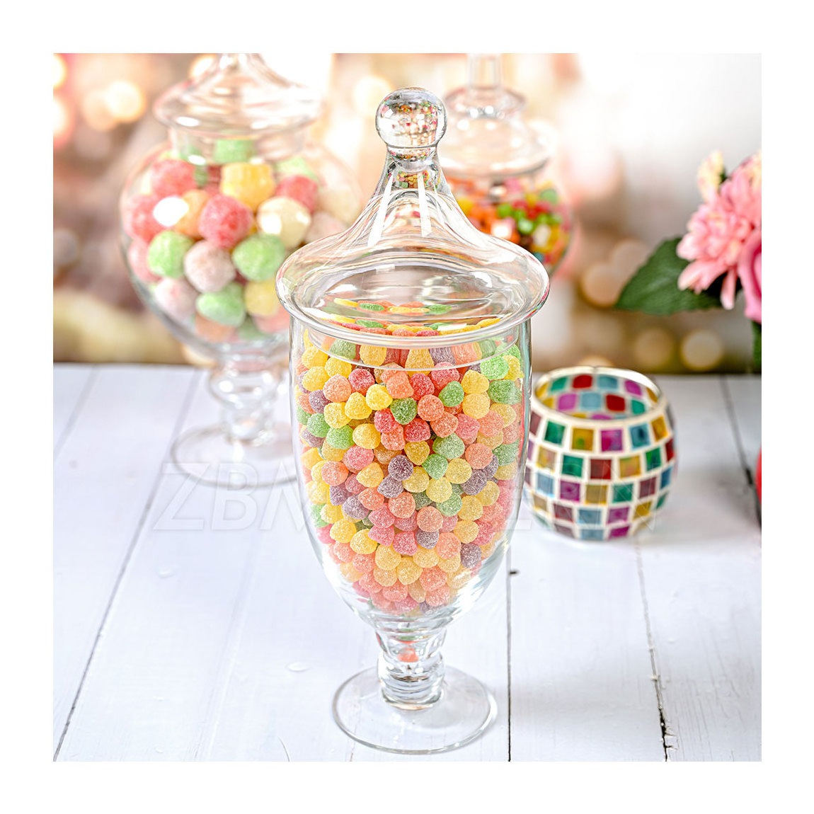 kitchen food storage cookie container decoration candy jar home goods glass candy jar crystal glass jar with glass lid