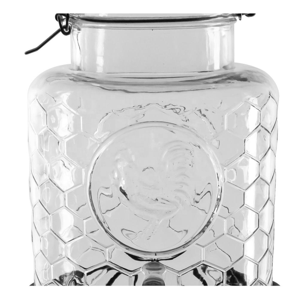 1.5 Gallon Honeycomb Embossed Glass Beverage Drink Dispenser