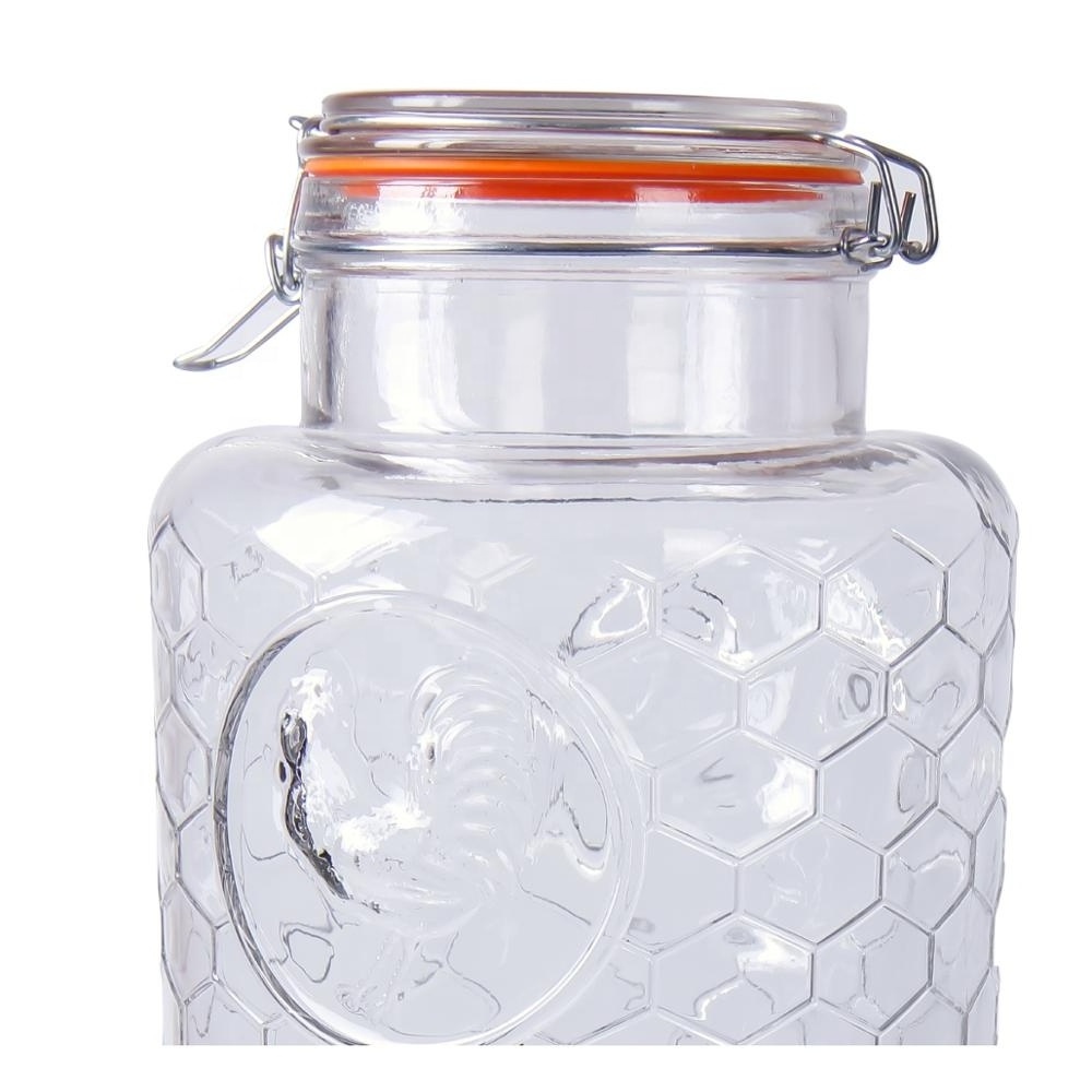 1.5 Gallon Honeycomb Embossed Glass Beverage Drink Dispenser