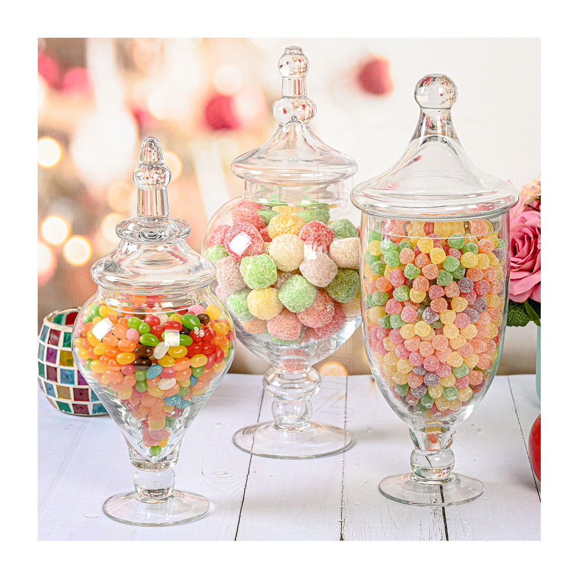 kitchen food storage cookie container decoration candy jar home goods glass candy jar crystal glass jar with glass lid