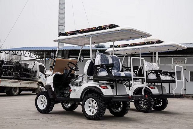 Solar Panel 4-Seater Reception Shuttle Electric Golf Cart Low-Speed with Customizable Colors Golf Cart