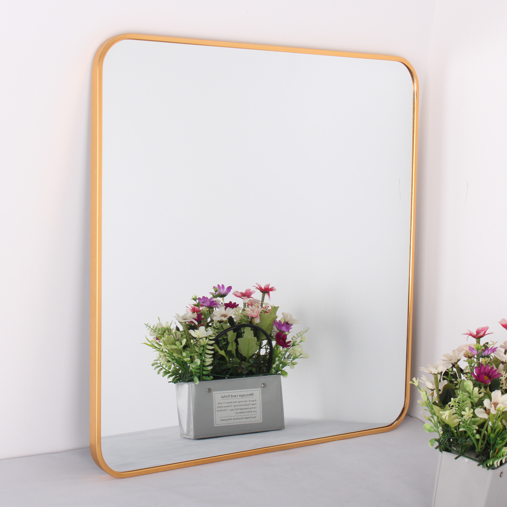 Aluminum Framed Mirror Contemporary Black Aluminum Alloy Framed Rounded Corner Vertical Hanging Wall Rectangle Mirror