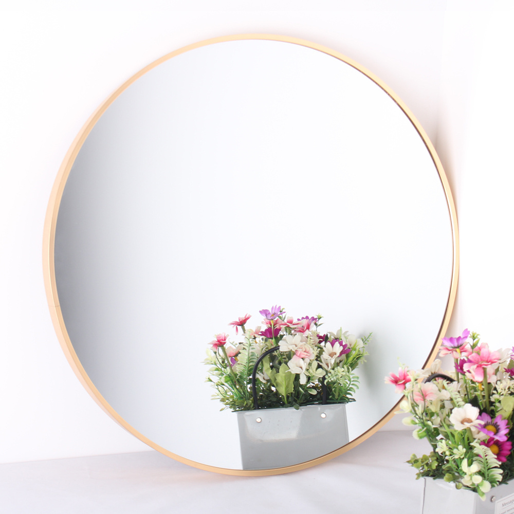 manufacturer Round hanging gold bronze large wall aluminium frame mirror for decorative living room bathroom