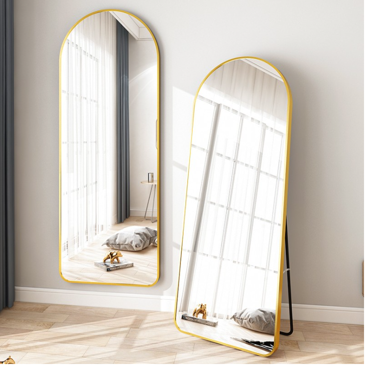 Three-Dimensional Aluminum Frame Golden Arch Mirror Full Length Mirror For Home Decorative