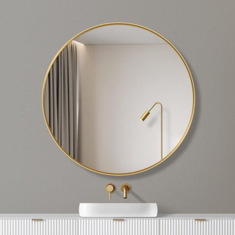 Manufacturer Wall Round Mirror Large Wall Mounted Circle Mirror Black Metal Frame for Bathroom Entry Dining Room, & Living Room