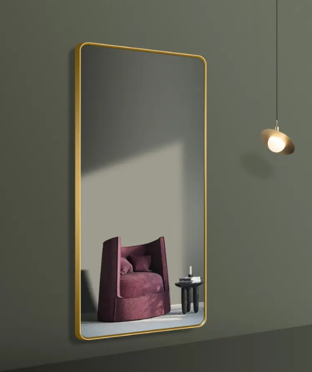 Wholesale  Decorative Aluminum Metal Framed Full Size Full Length Dressing Room Standing Floor Mirror