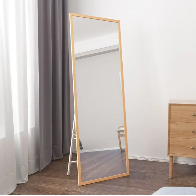 Full length mirror floor-to-ceiling mirror standing or wall aluminum mirror, full length mirror, large rectangular bedroom