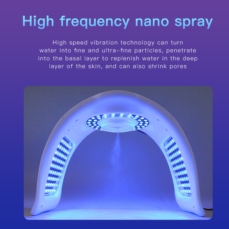 Mini Red Light Facial Mask PDT LED Light Therapy Lamp Cold Nano Spray Moisturizing Skin Rejuvenation Beauty Spa Device for Face