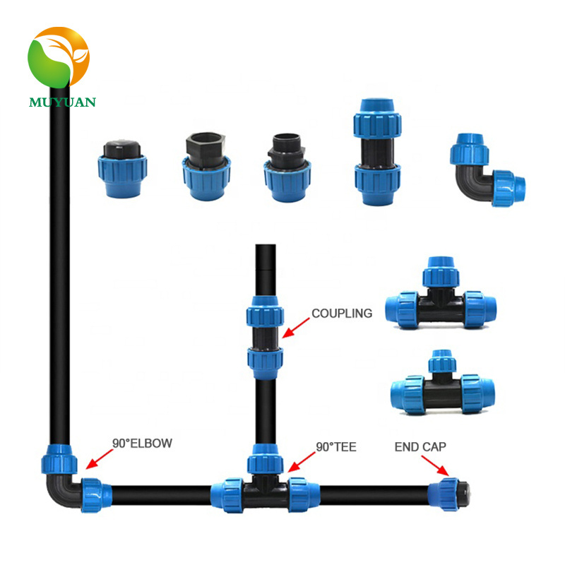 HDPE compression fittings PP fittings PE pipe compression connector for agriculture irrigation system for water supply