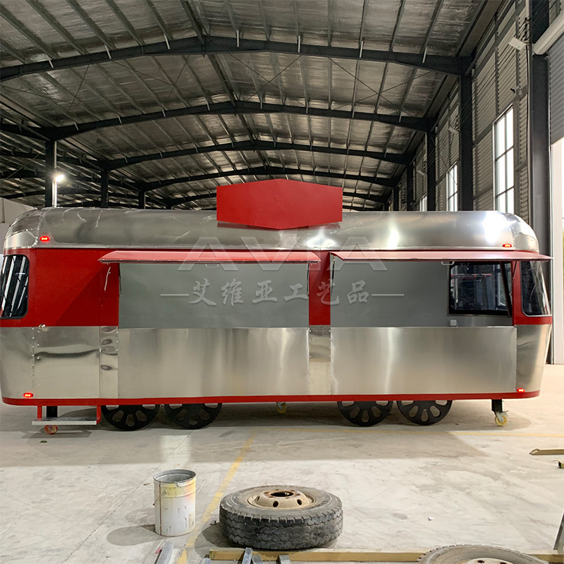 Manvidun Airflow Full Kitchen Equipment Towing Food Cart Customized Multi functional Burger Fried Chicken Pizza Cart