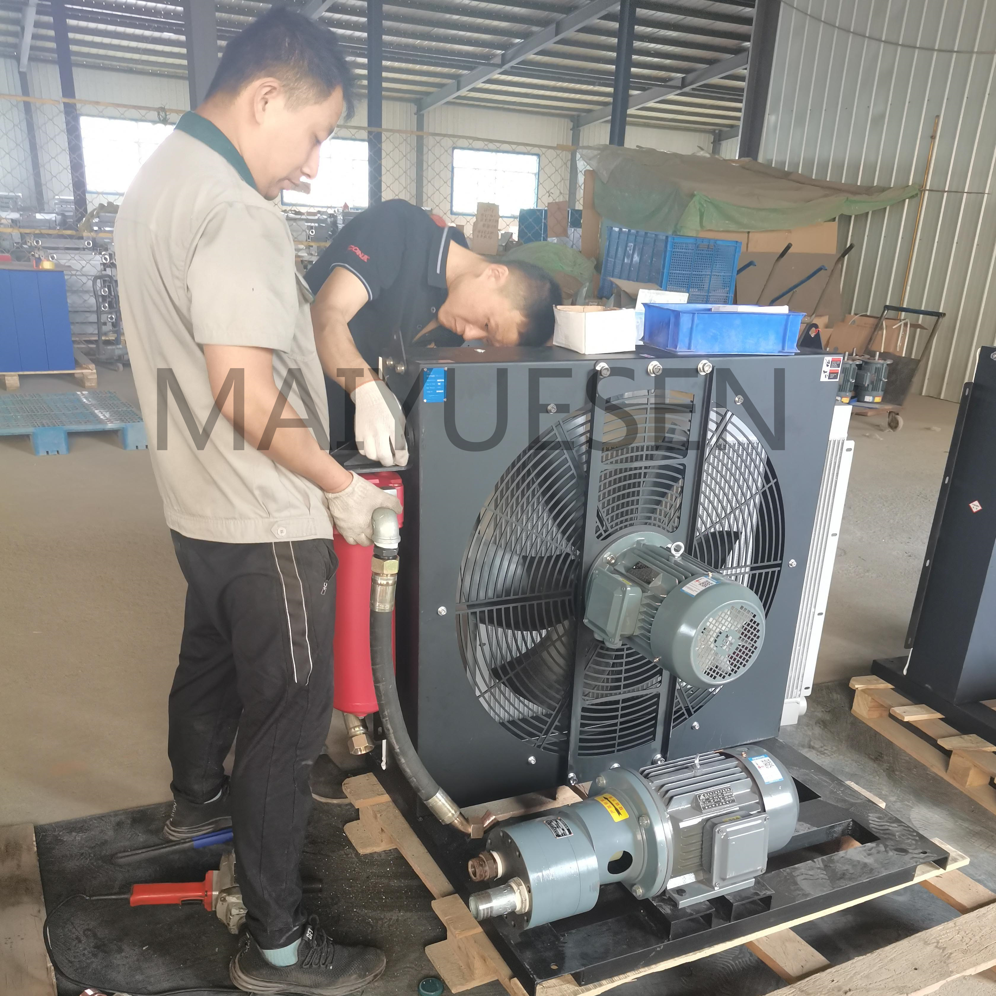 Self-circulating wind cooled oil cooler fan Air cooled hydraulic oil cooler heat exchanger with 5.5kw 7kw 10kw power motor