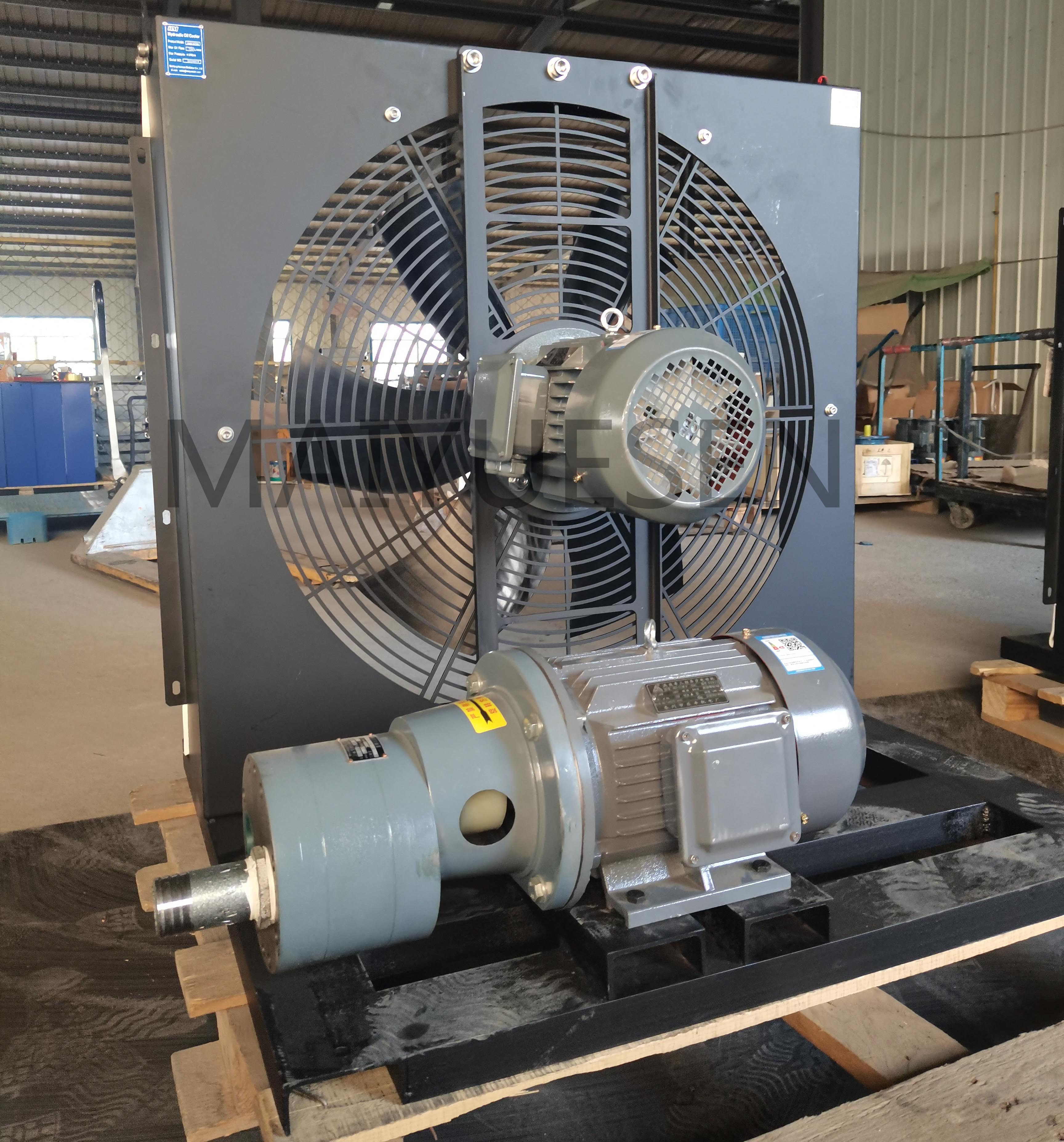 Self-circulating wind cooled oil cooler fan Air cooled hydraulic oil cooler heat exchanger with 5.5kw 7kw 10kw power motor