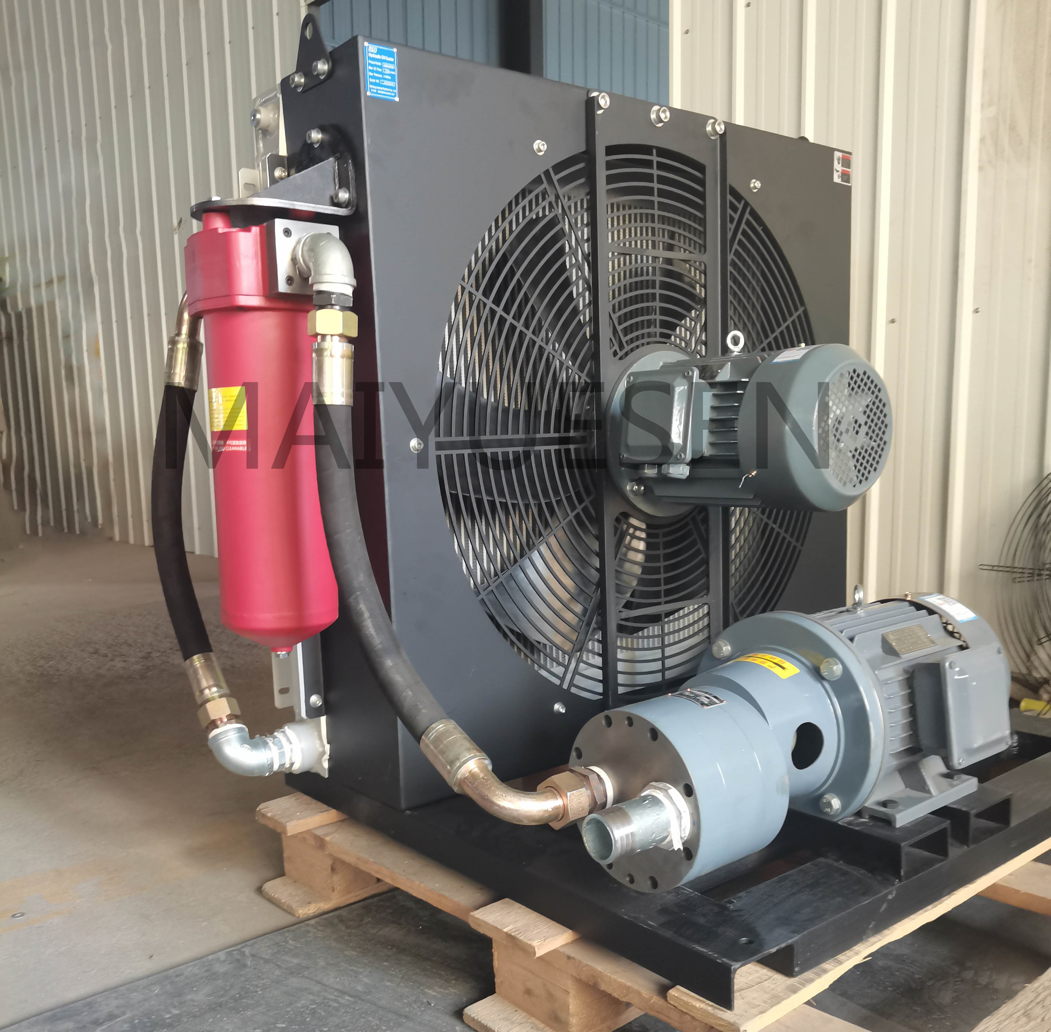 Self-circulating wind cooled oil cooler fan Air cooled hydraulic oil cooler heat exchanger with 5.5kw 7kw 10kw power motor