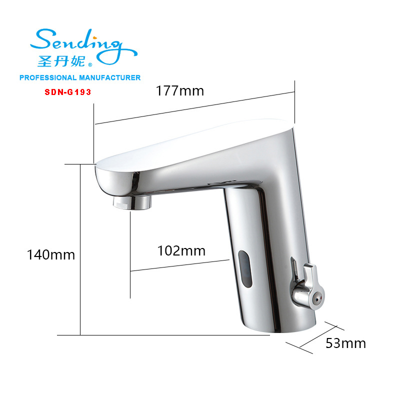 2022 Brass Commercial Bathroom Faucet Lavatory Vanity Sensor Water Sink Automatic Faucet With Plate