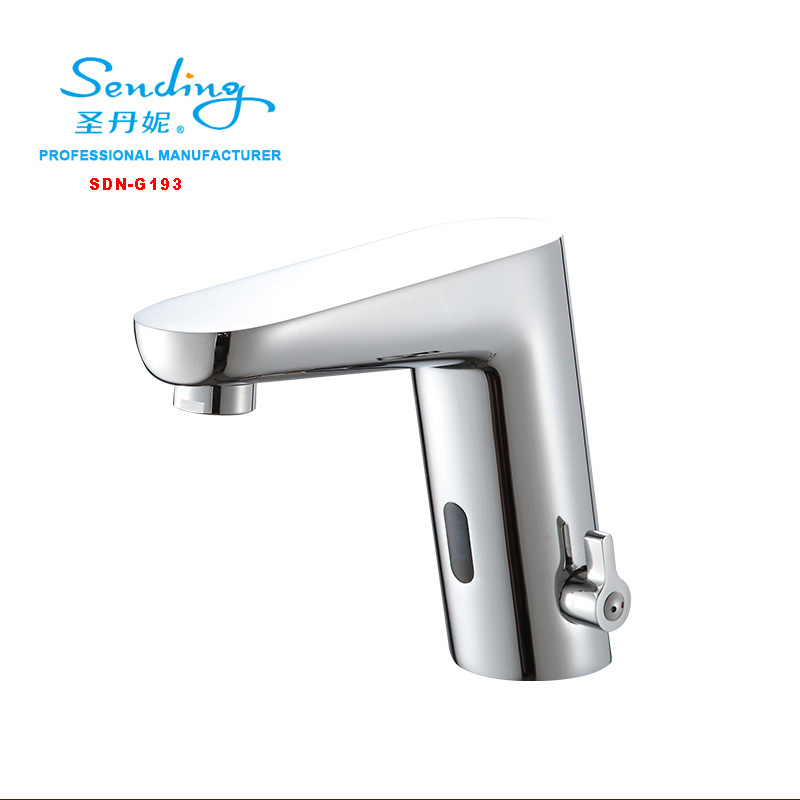 2022 Brass Commercial Bathroom Faucet Lavatory Vanity Sensor Water Sink Automatic Faucet With Plate